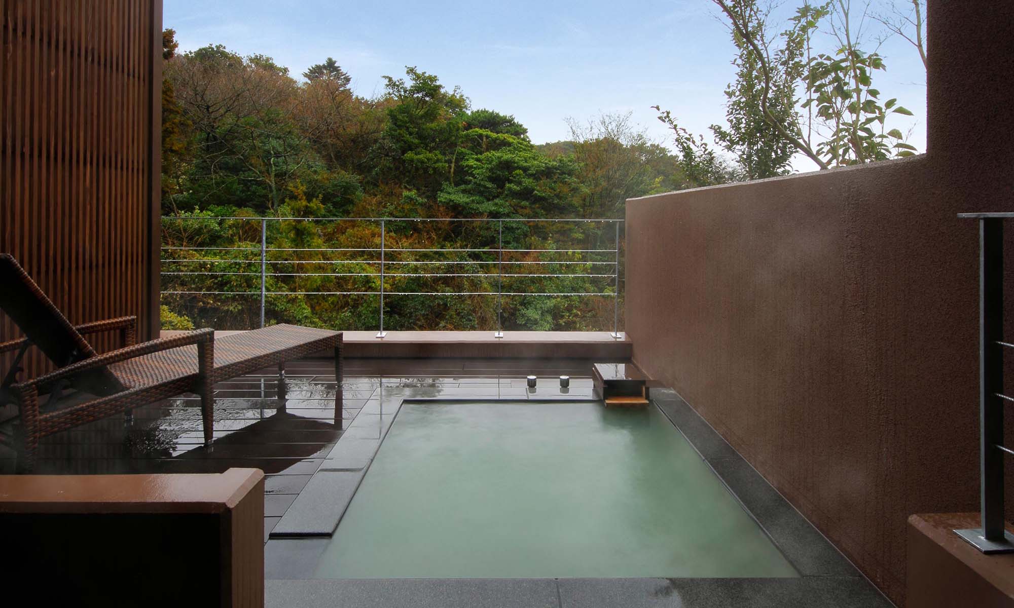 Outdoor bath with terrace