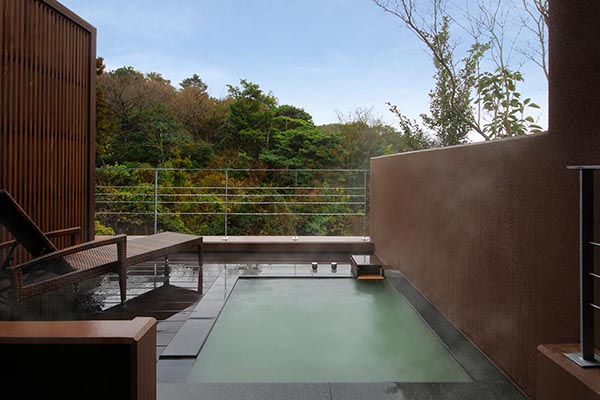 Outdoor bath with terrace