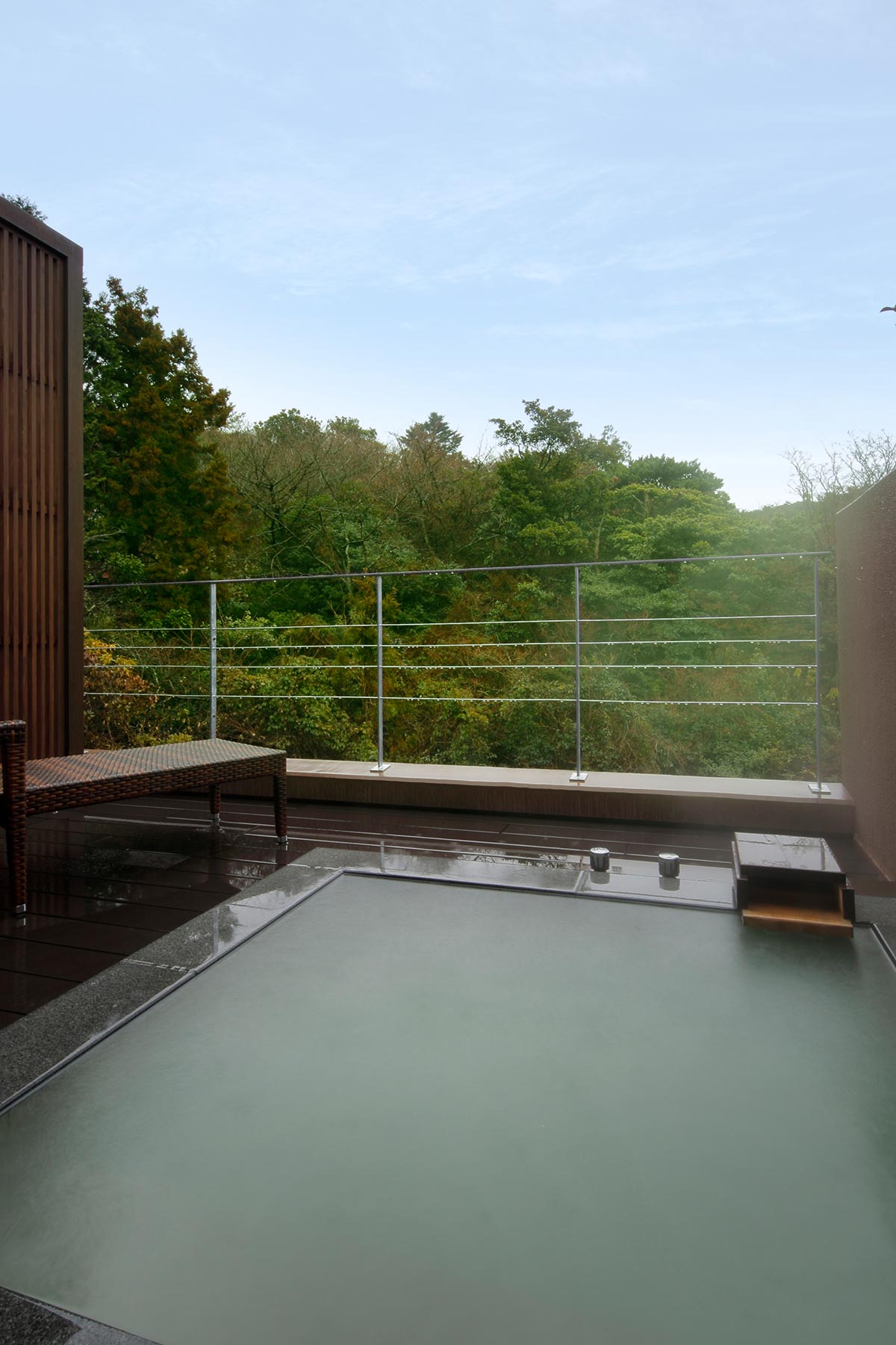 Outdoor bath with terrace