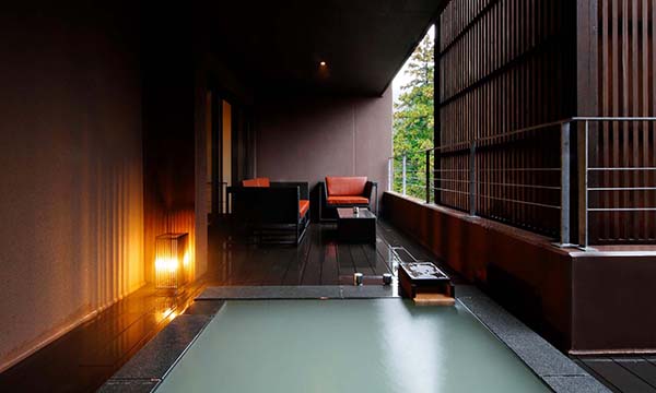 Outdoor bath with terrace